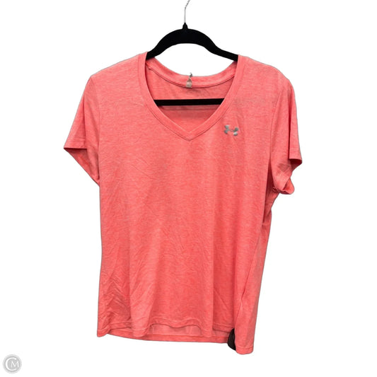 Athletic Top Short Sleeve By Under Armour In Orange, Size: L