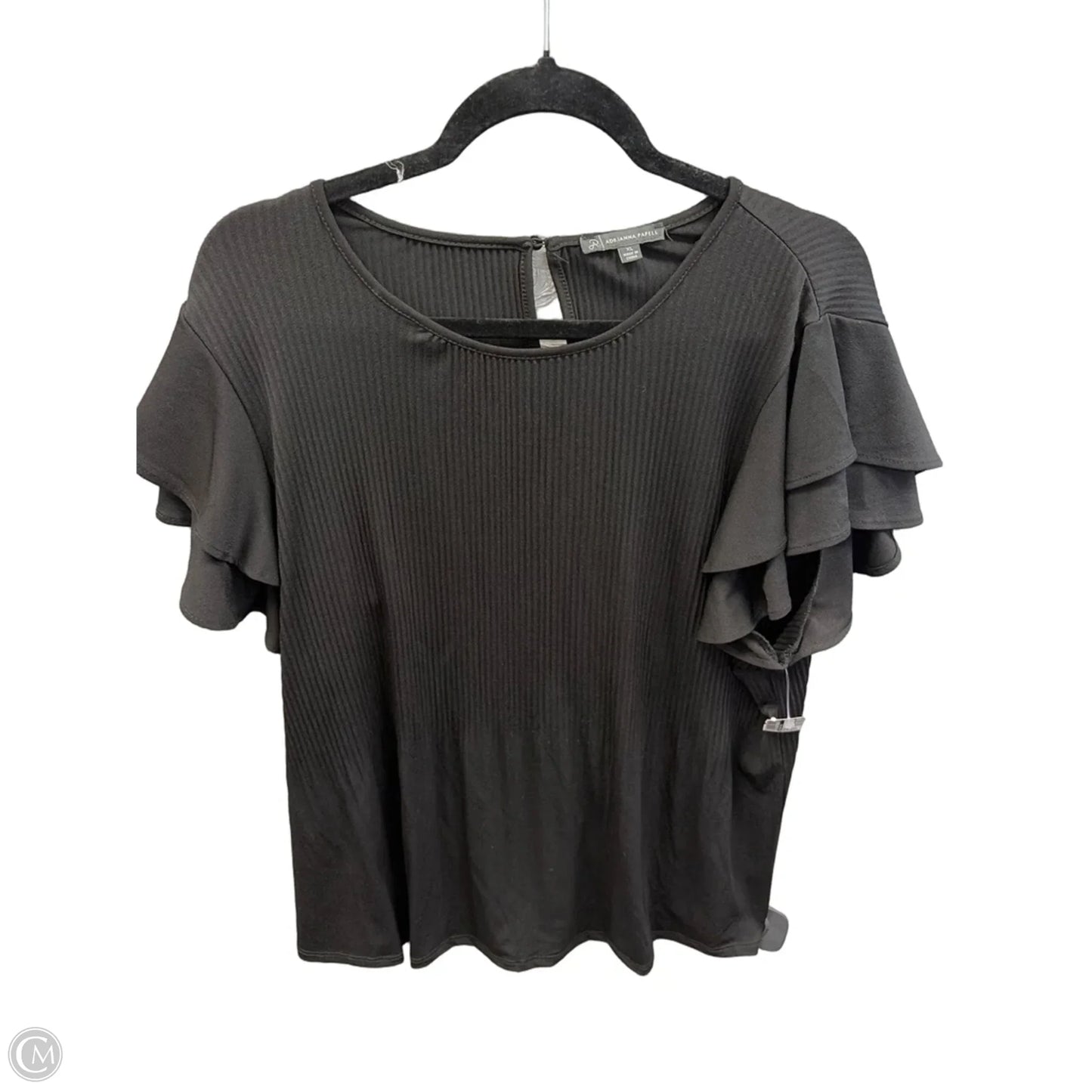 Top Short Sleeve By Adrianna Papell In Black, Size: Xl