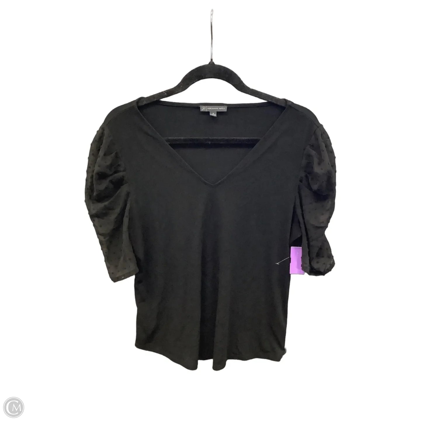 Top Short Sleeve By Adrianna Papell In Black, Size: M