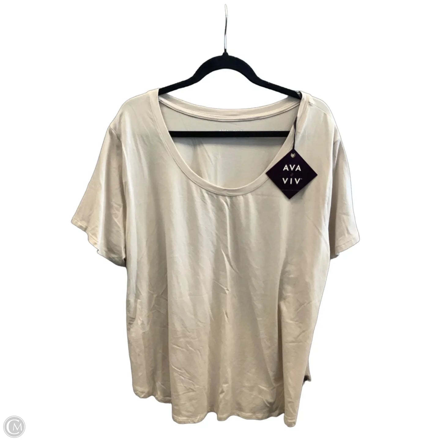 Top Short Sleeve Basic By Ava & Viv In Tan, Size: 2x