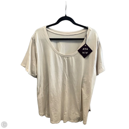 Top Short Sleeve Basic By Ava & Viv In Tan, Size: 2x