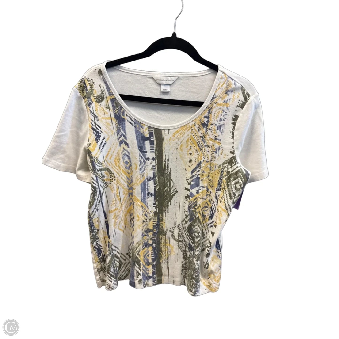 Top Short Sleeve By Christopher And Banks In White, Size: L