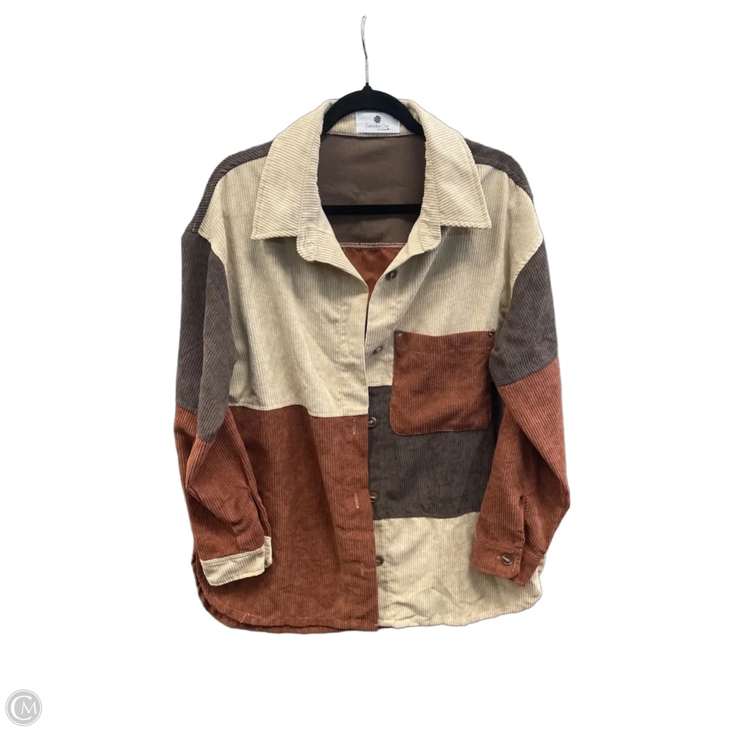 Jacket Shirt By Clothes Mentor In Brown & Tan, Size: S