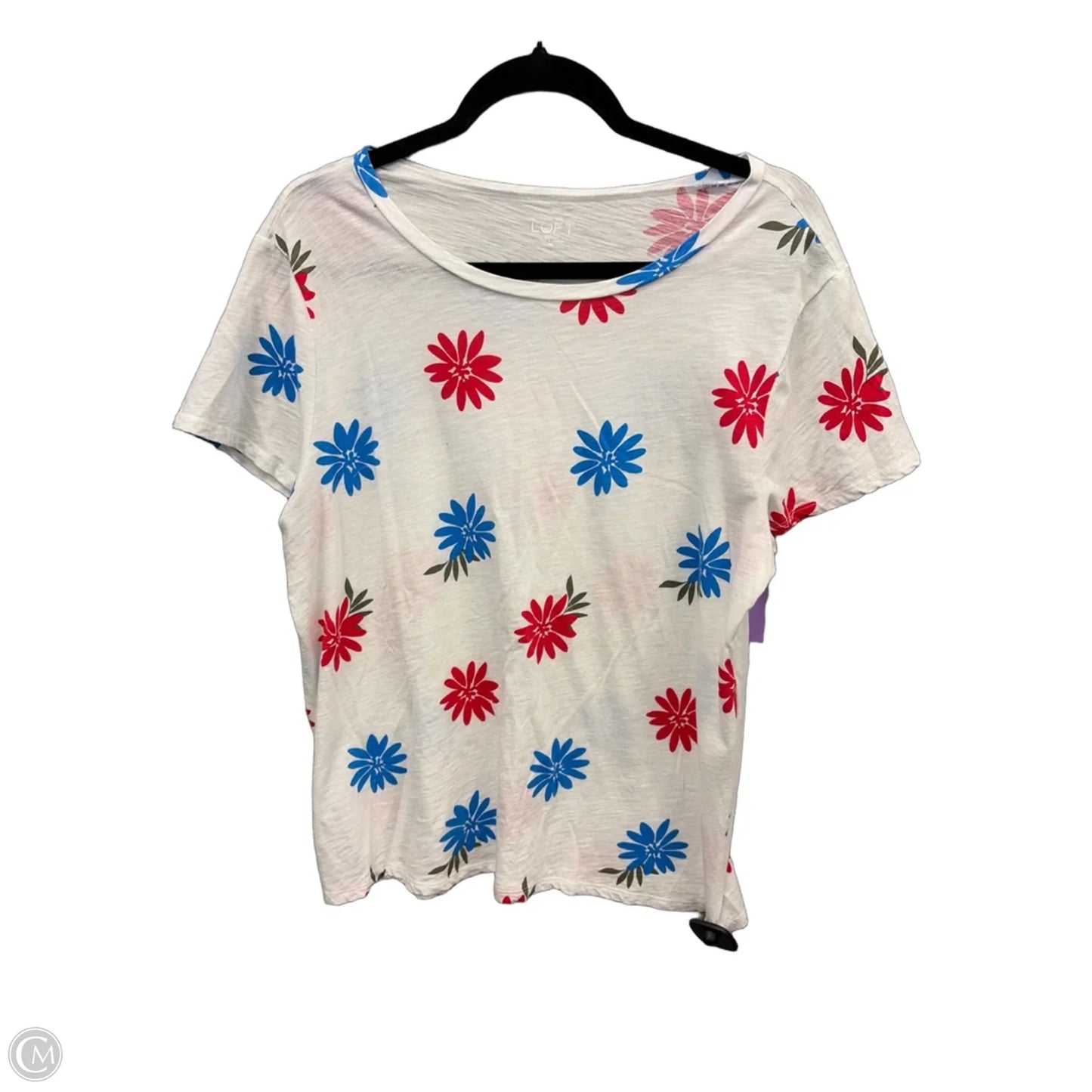 Top Short Sleeve By Loft In White, Size: Xl
