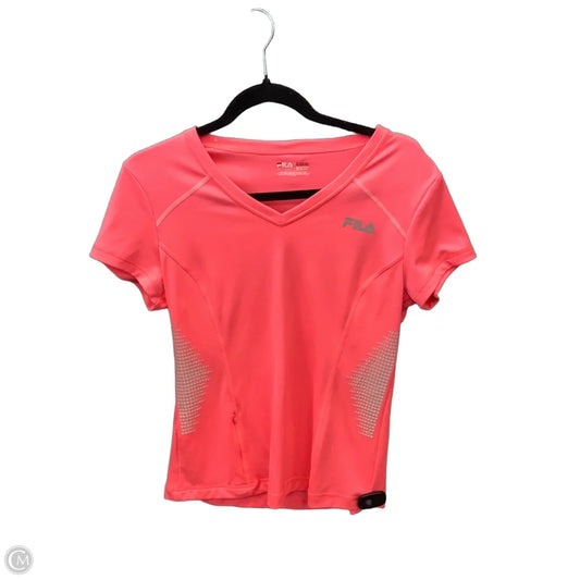 Athletic Top Short Sleeve By Fila In Pink, Size: M