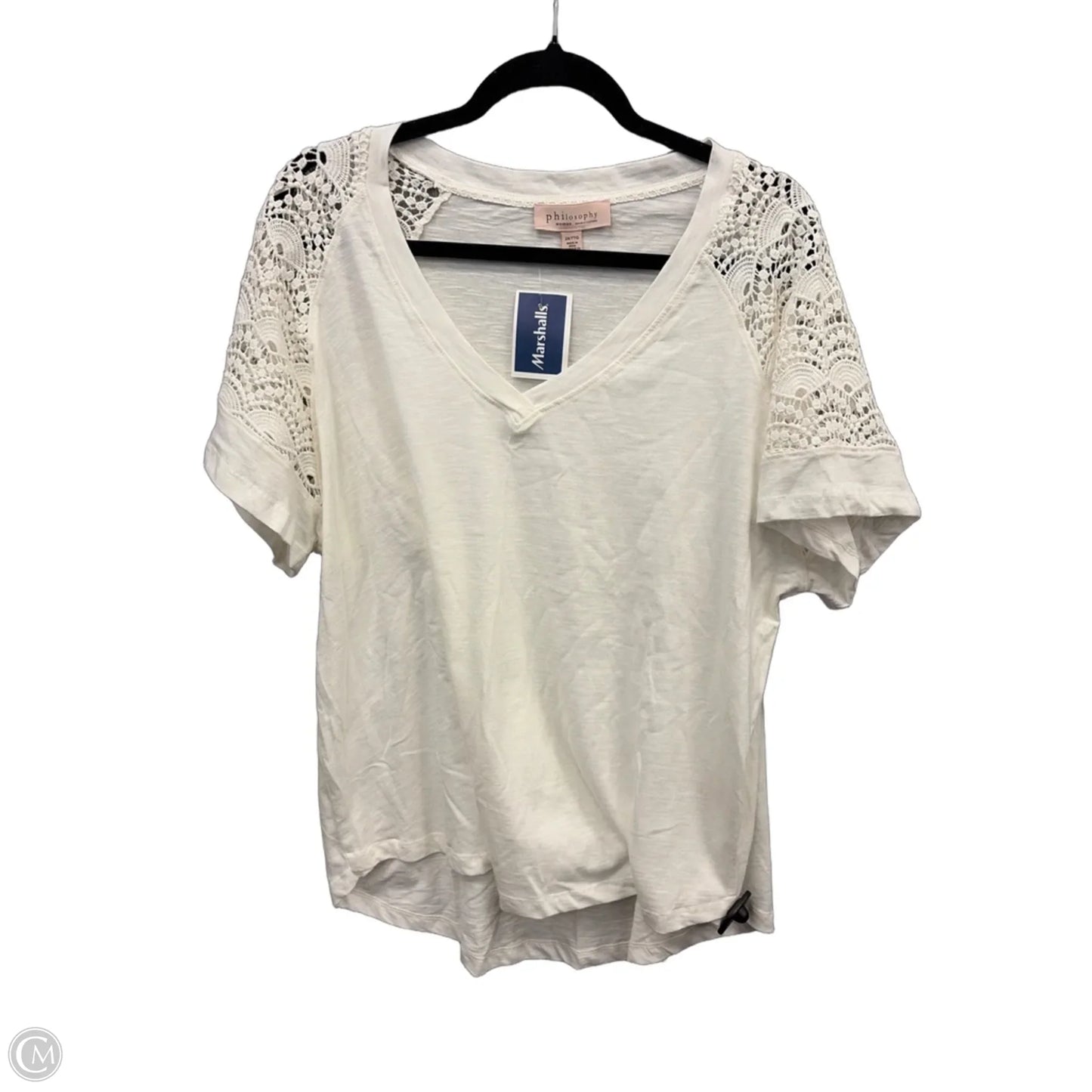 Top Short Sleeve By Philosophy In White, Size: 2x
