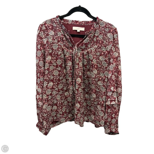 Blouse Long Sleeve By Loft In Red, Size: Xl