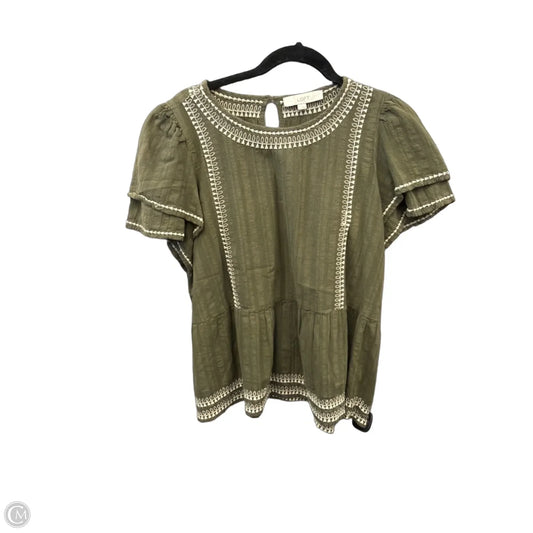 Top Short Sleeve By Loft In Green, Size: L