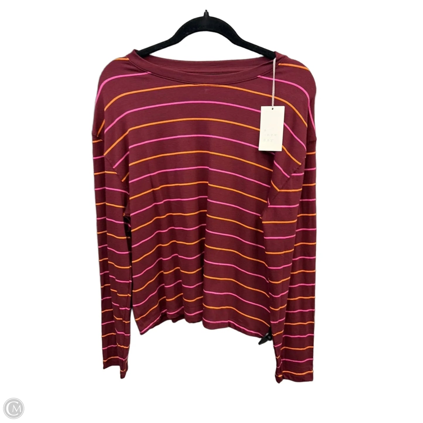 Top Long Sleeve By A New Day In Striped Pattern, Size: L