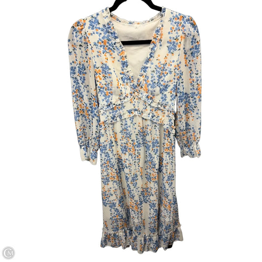 Dress Casual Midi By Clothes Mentor In Blue & White, Size: S