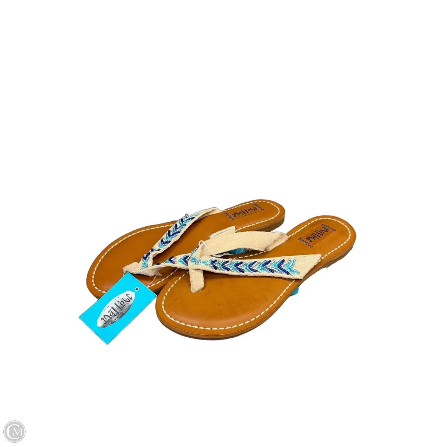 Sandals Flip Flops By Mad Love In Blue & Tan, Size: 6