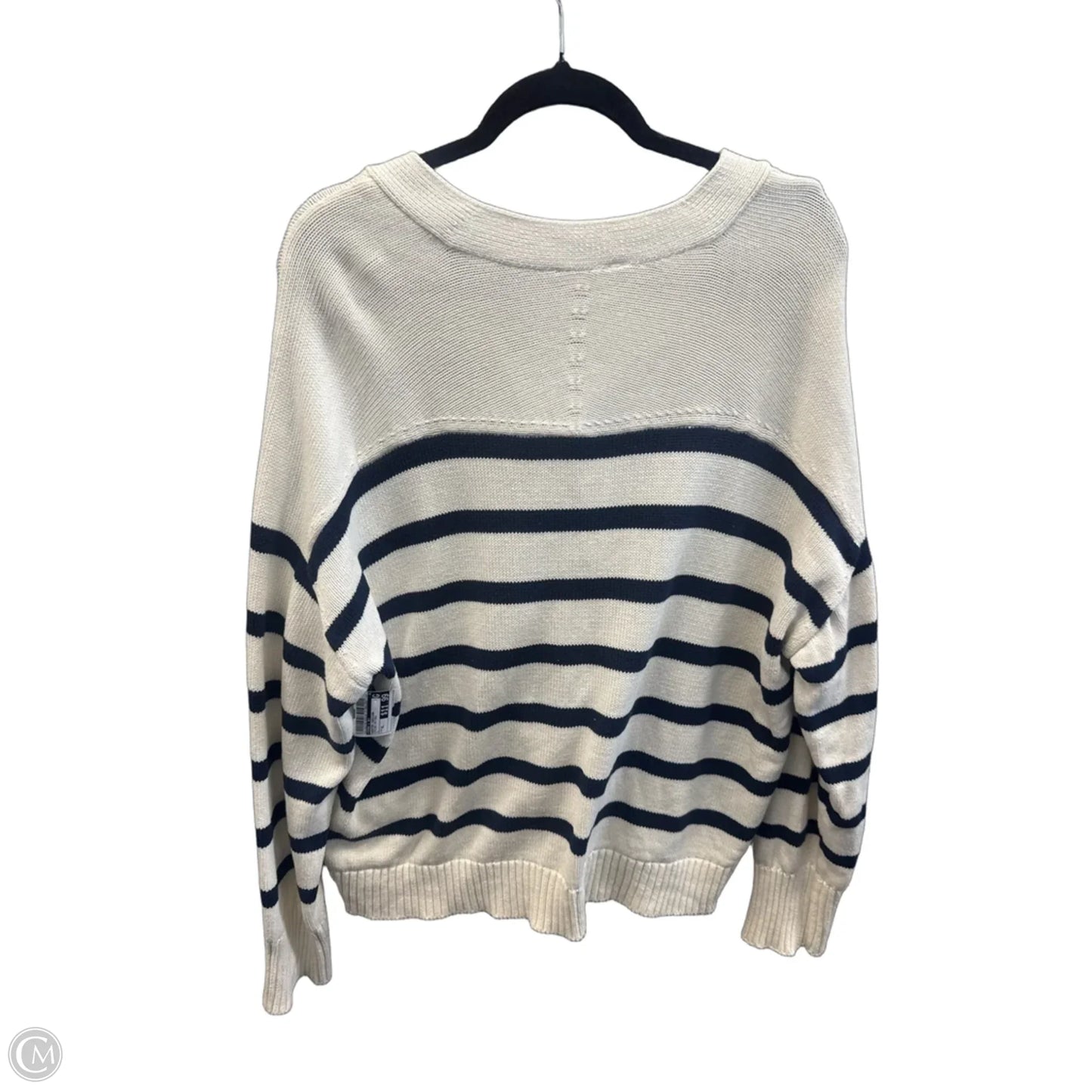 Sweater Cardigan By Terra & Sky In Striped Pattern, Size: Xl