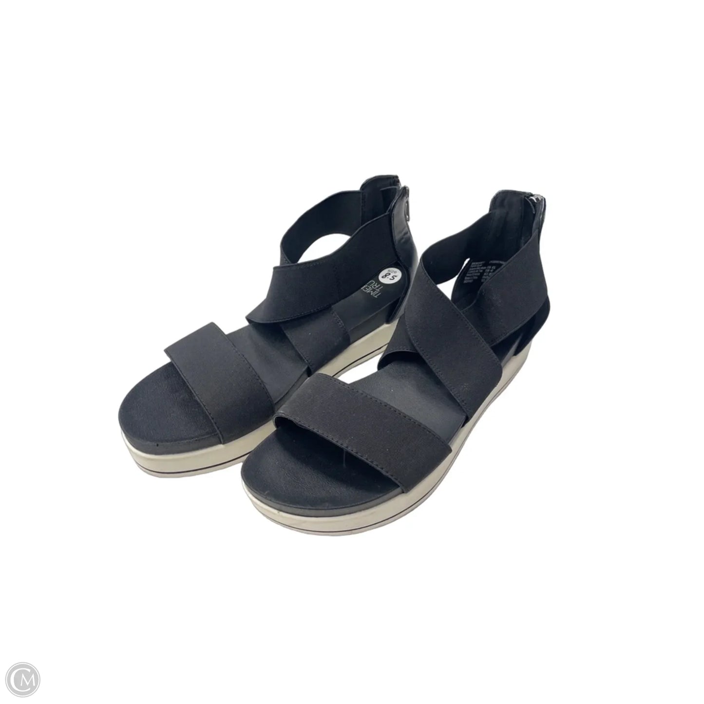 Sandals Heels Wedge By Time And Tru In Black & White, Size: 8.5