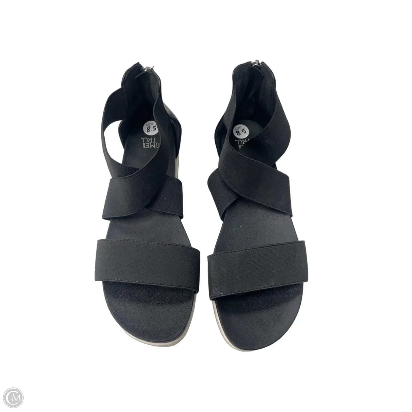Sandals Heels Wedge By Time And Tru In Black & White, Size: 8.5