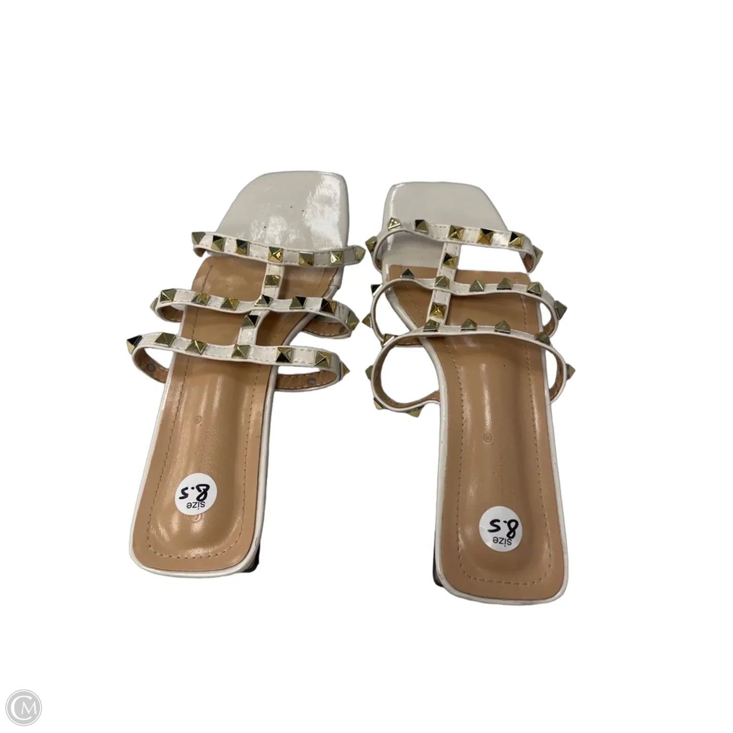 Sandals Heels Block By Clothes Mentor In White, Size: 8.5