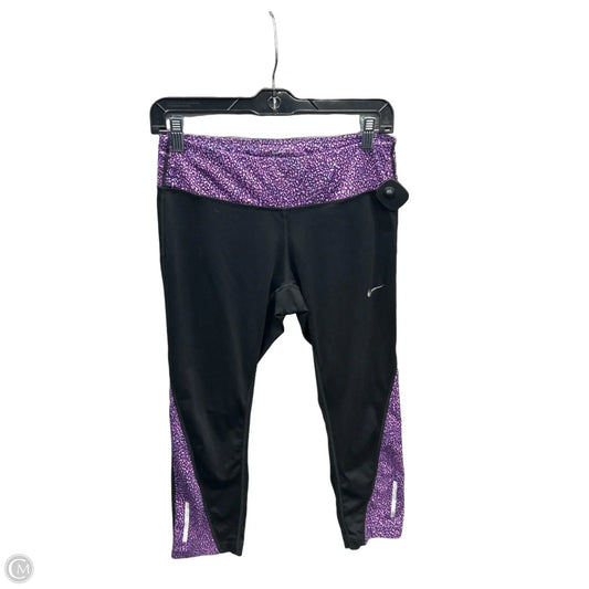 Athletic Leggings Capris By Nike In Black & Purple, Size: M