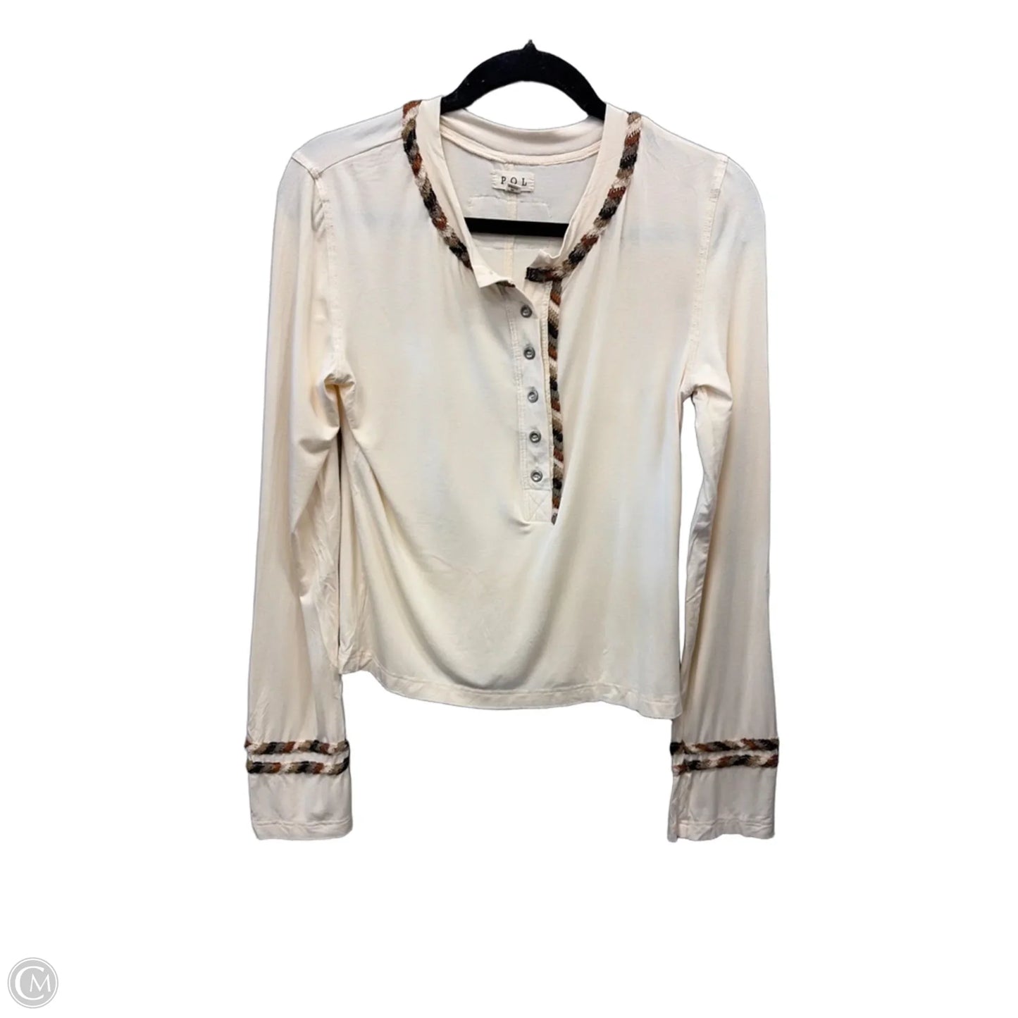 Top Long Sleeve By Pol In Cream, Size: M
