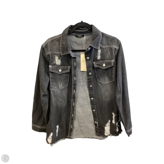 Jacket Shirt By Dokotoo In Black Denim, Size: L