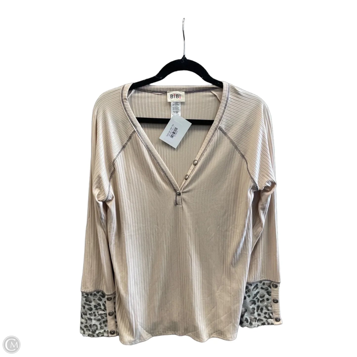 Top Long Sleeve By Bibi In Tan, Size: L