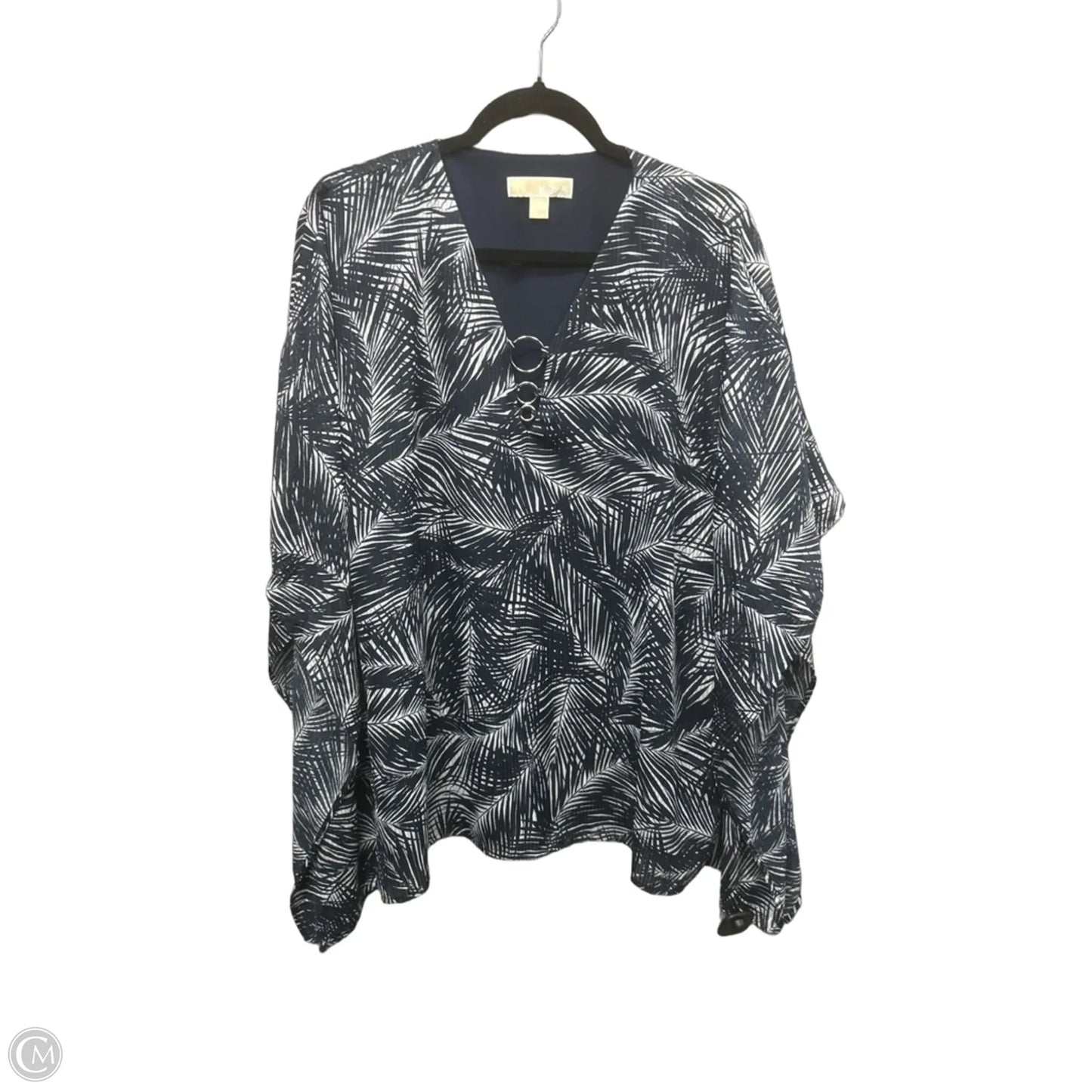 Blouse Short Sleeve By Michael By Michael Kors In Navy, Size: L