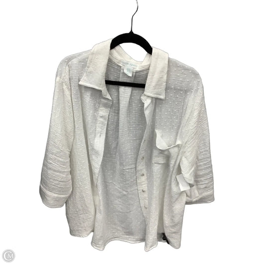 Top Long Sleeve By Cynthia Rowley In White, Size: 1x