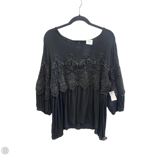 Top 3/4 Sleeve By Knox Rose In Black, Size: Xxl