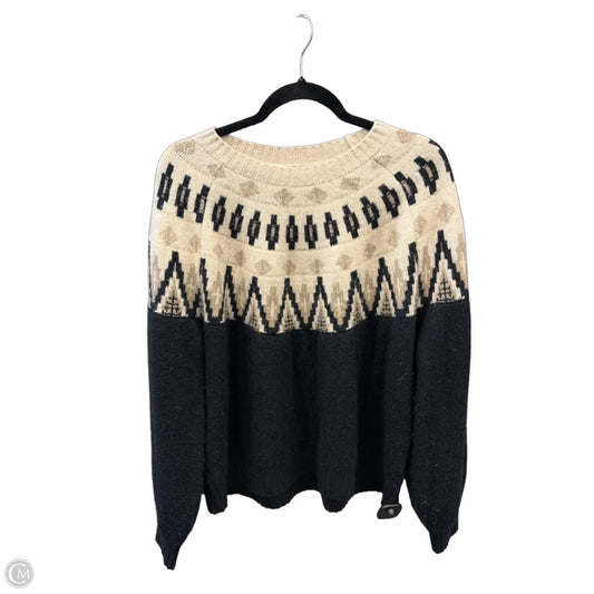 Sweater By Lucky Brand In Black & Tan, Size: L