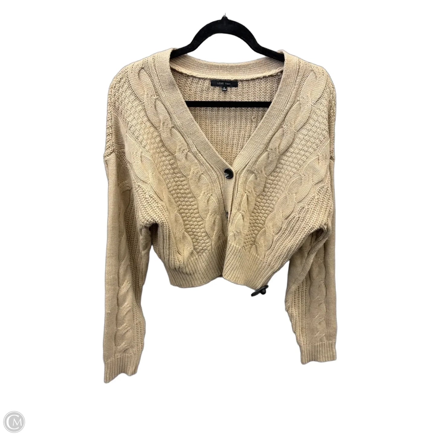 Sweater Cardigan By Love Tree In Tan, Size: S