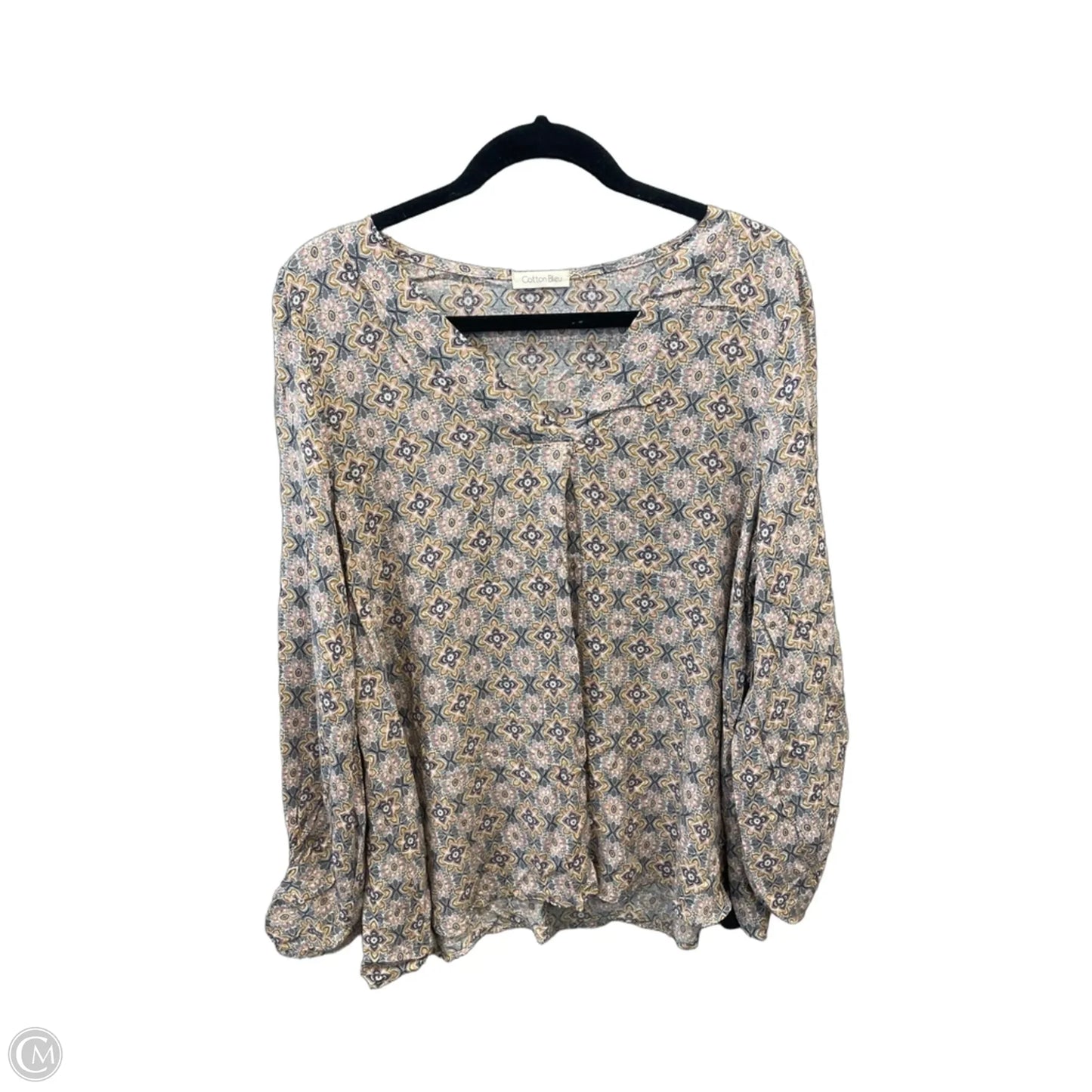 Tunic Long Sleeve By Cotton Bleu In Floral Print, Size: L