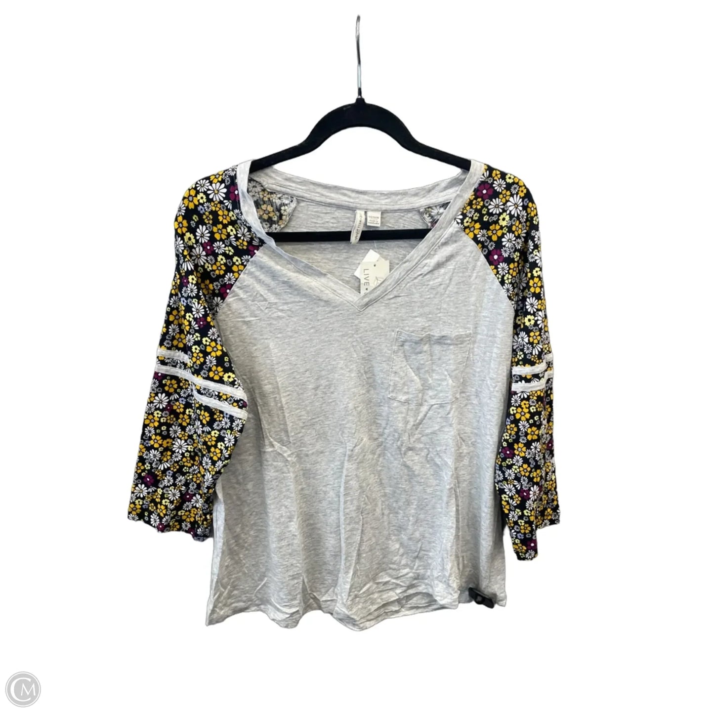 Top 3/4 Sleeve By Cato In Grey, Size: Xl