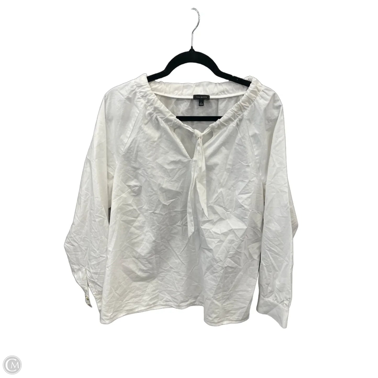 Top Long Sleeve By Talbots In White, Size: L