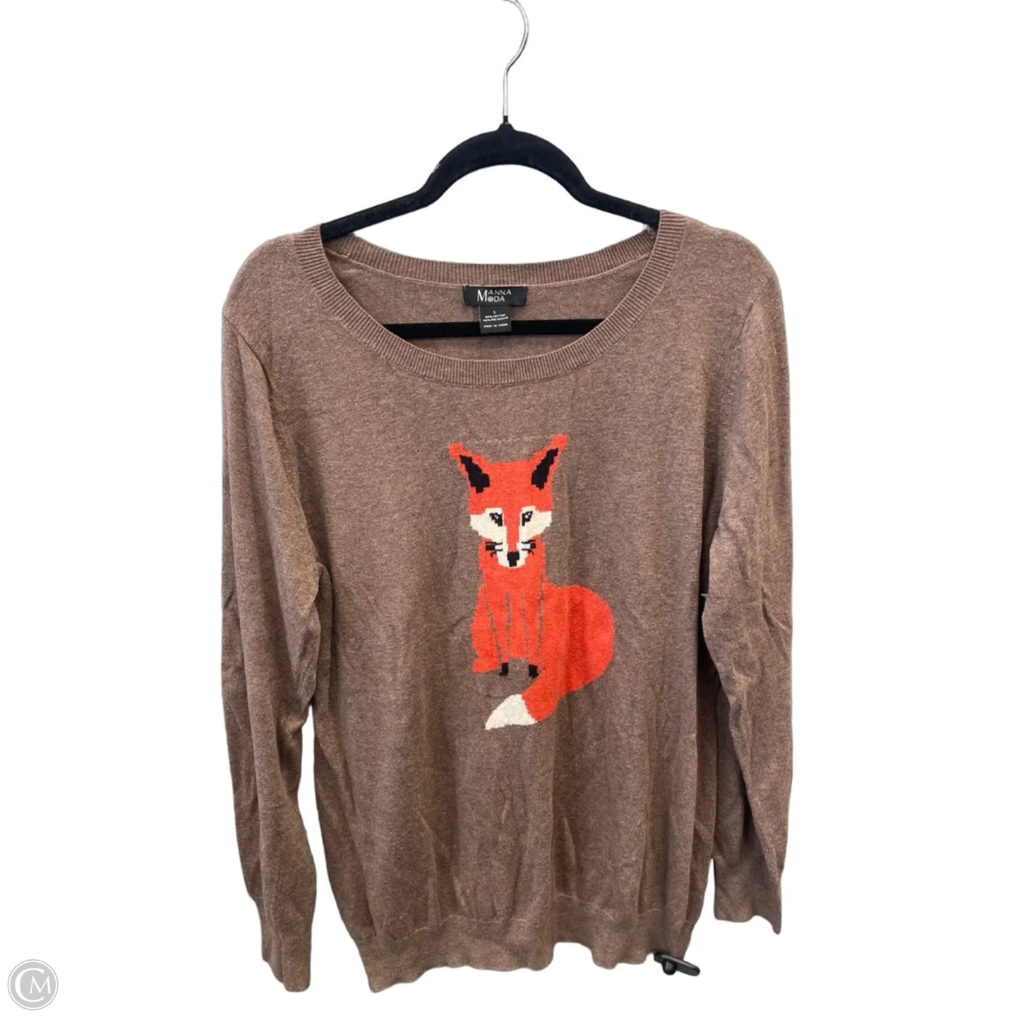 Top Long Sleeve By Moda Anna In Brown, Size: L