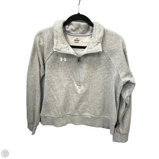 Athletic Top Long Sleeve Collar By Under Armour In Grey, Size: M
