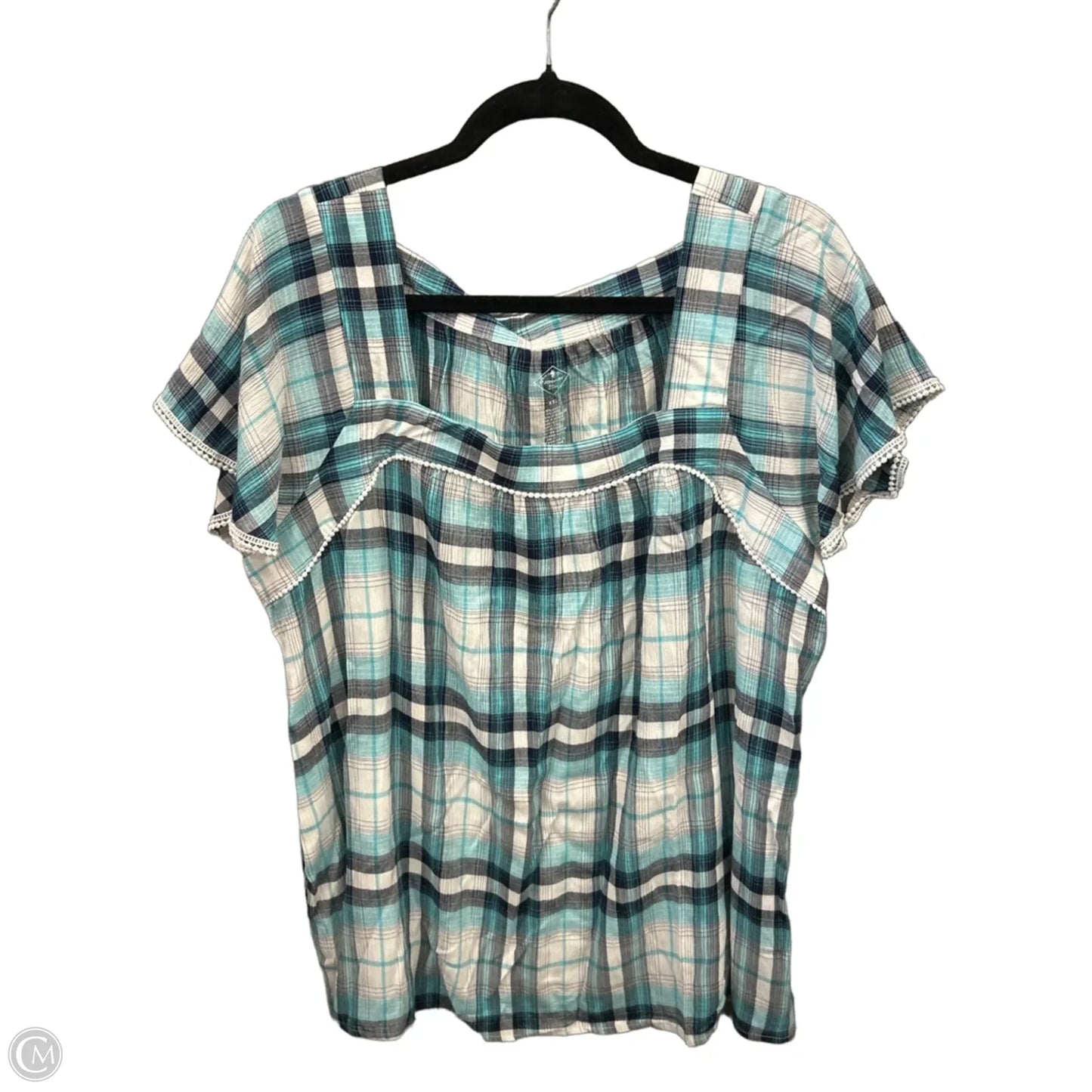 Top Short Sleeve By St Johns Bay In Plaid Pattern, Size: Xxl