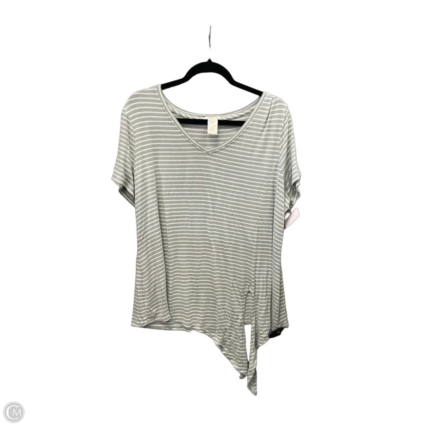 Top Short Sleeve By Matty M In Striped Pattern, Size: Xxl