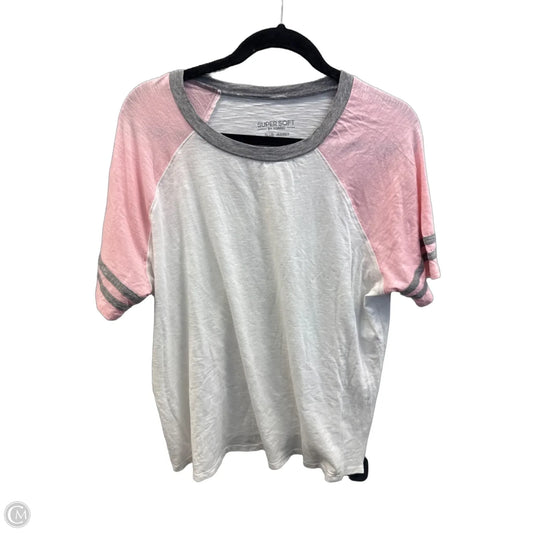 Top Short Sleeve By Torrid In Pink & White, Size: 2x