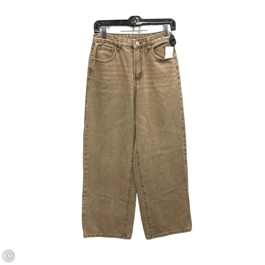 Jeans Wide Leg By Shein In Brown Denim, Size: 4