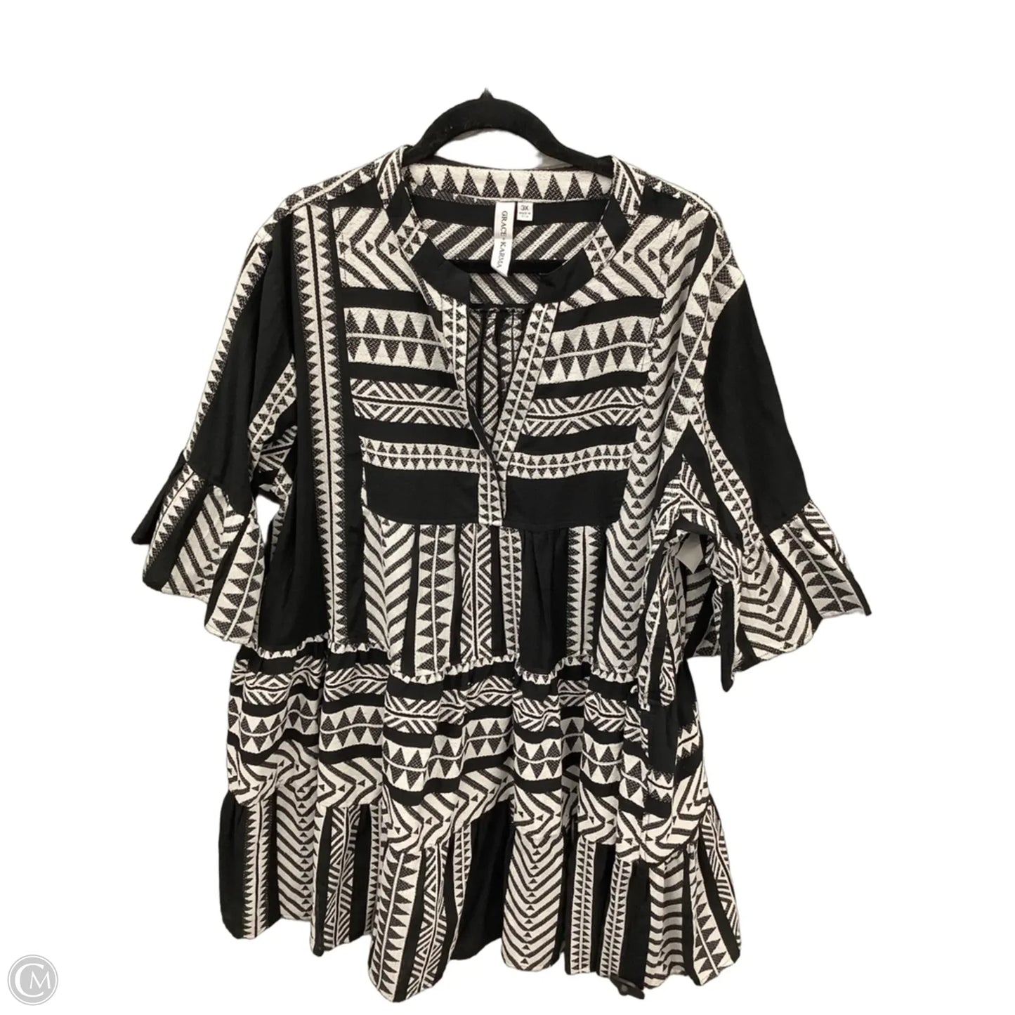 Dress Casual Short By Grace + Karma In Black & White, Size: 3x