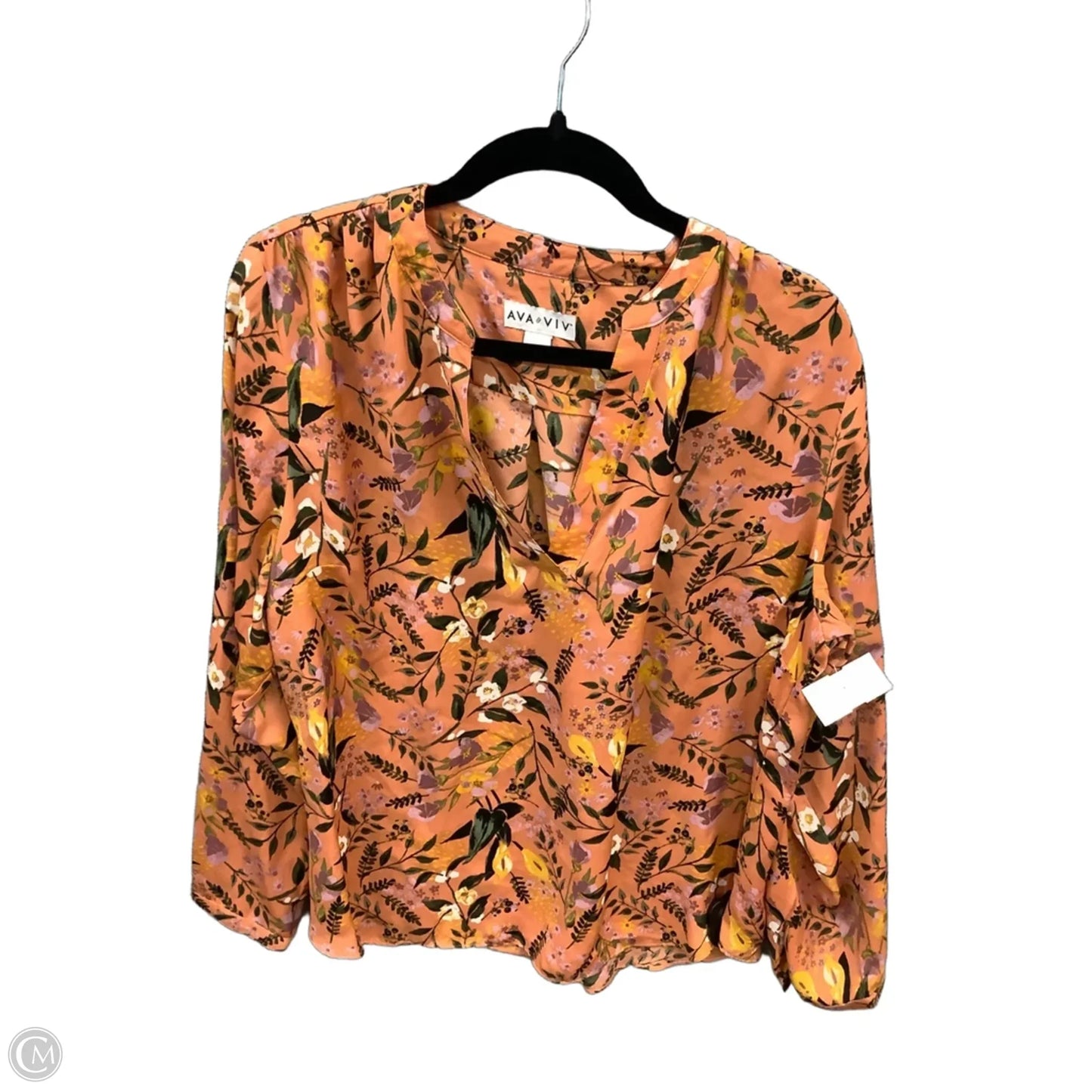 Top Long Sleeve By Ava & Viv In Orange, Size: Xl