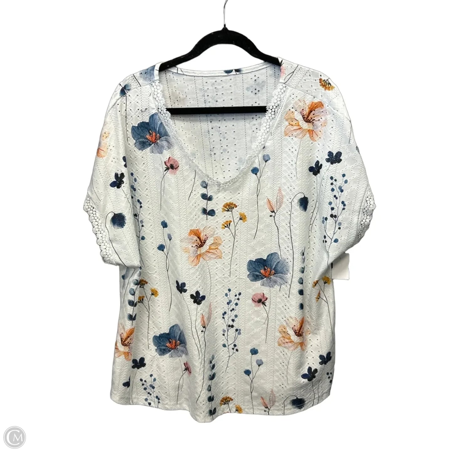 Top Short Sleeve By Shein In White, Size: 2x
