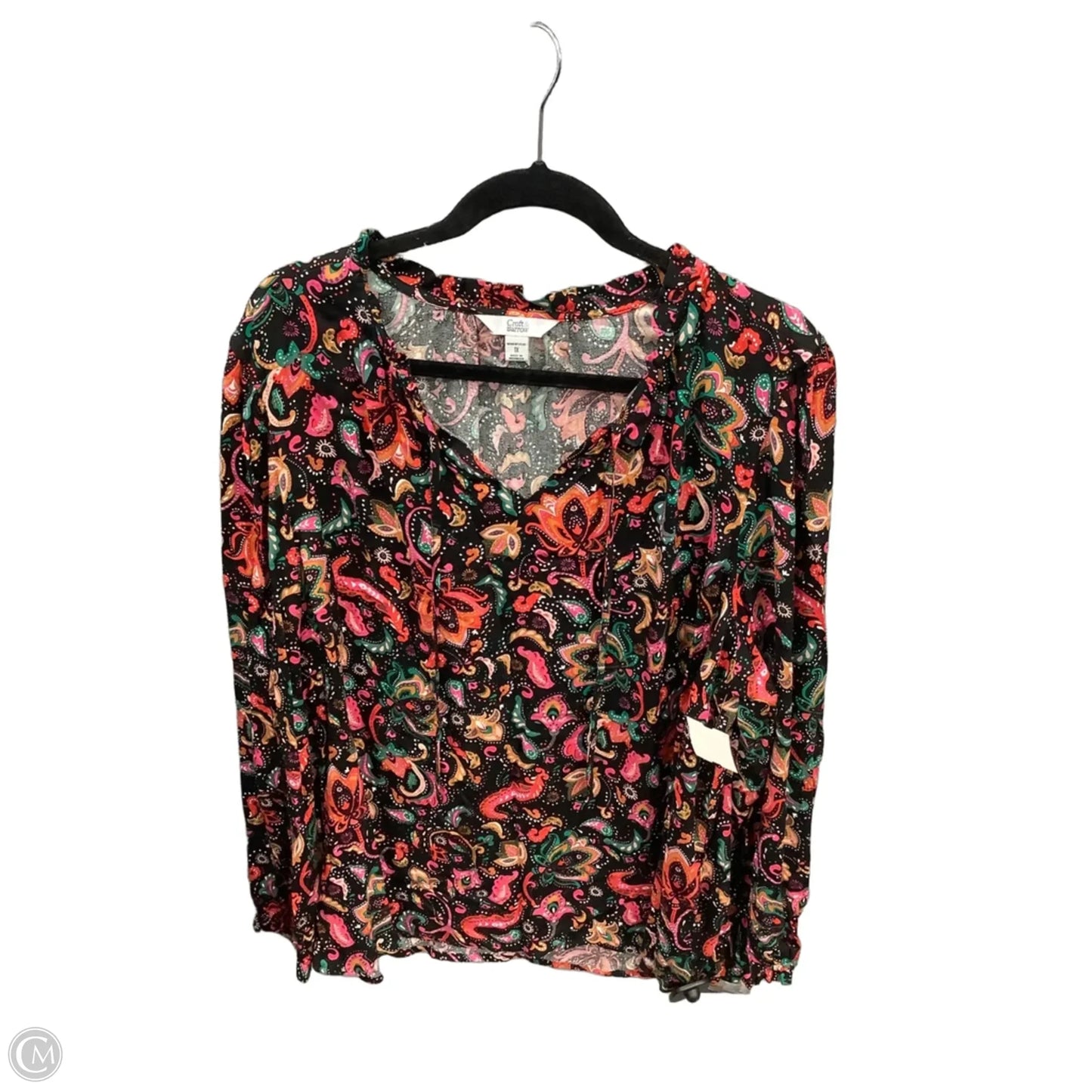Top Long Sleeve By Croft And Barrow In Black, Size: 1x