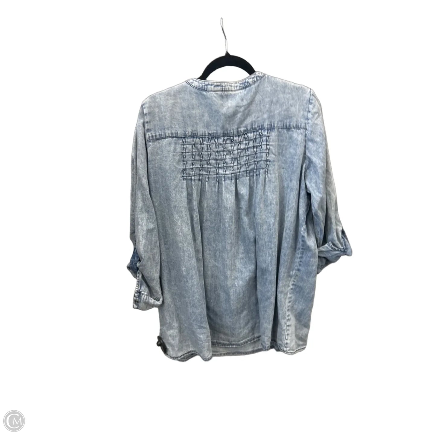 Tunic Long Sleeve By Clothes Mentor In Blue Denim, Size: Xl