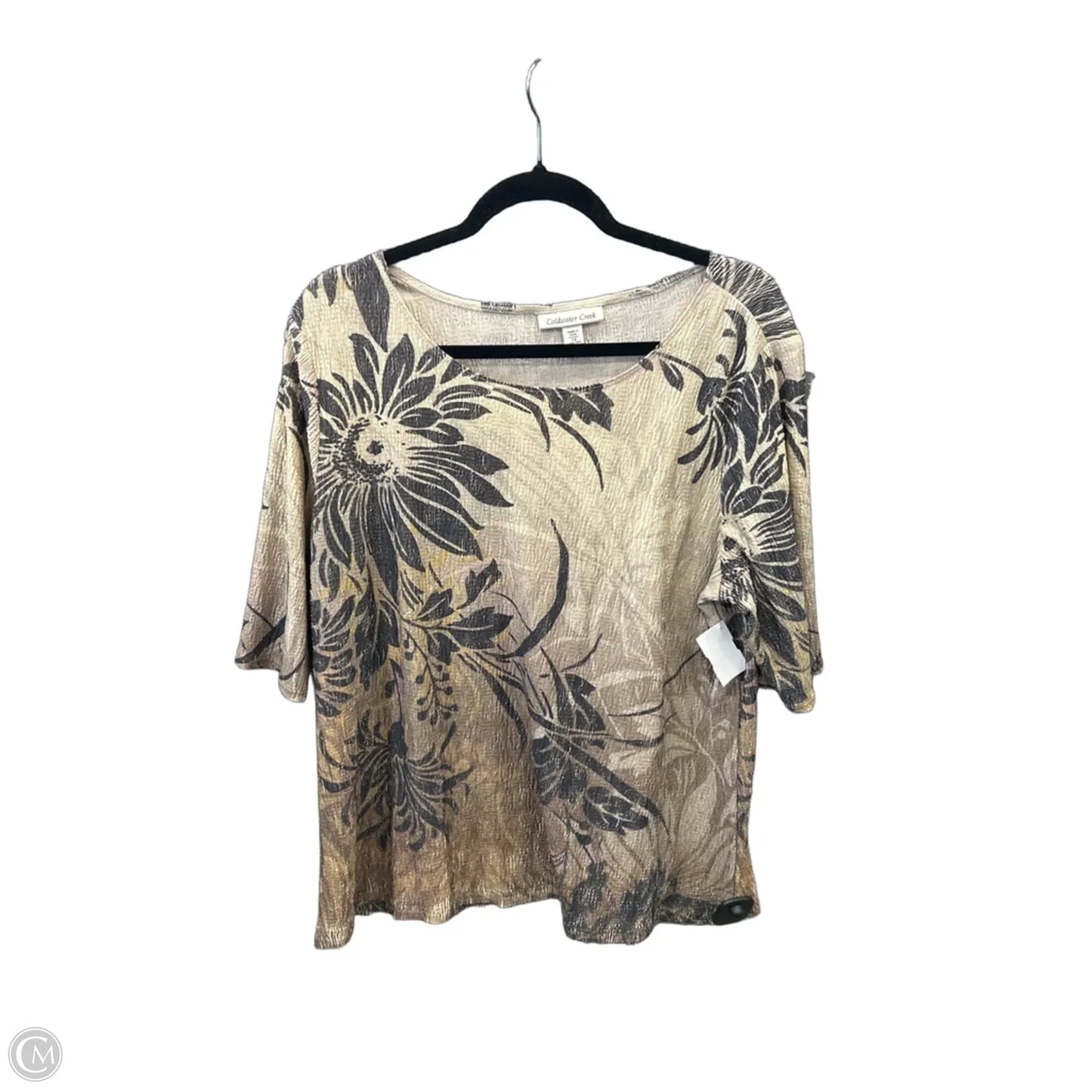 Top Short Sleeve By Coldwater Creek In Tan, Size: 1x