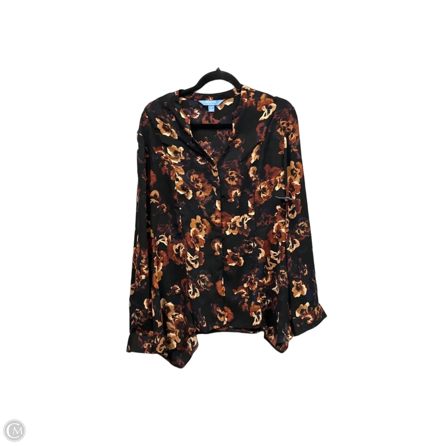 Blouse Long Sleeve By Simply Vera In Black & Brown, Size: Xl
