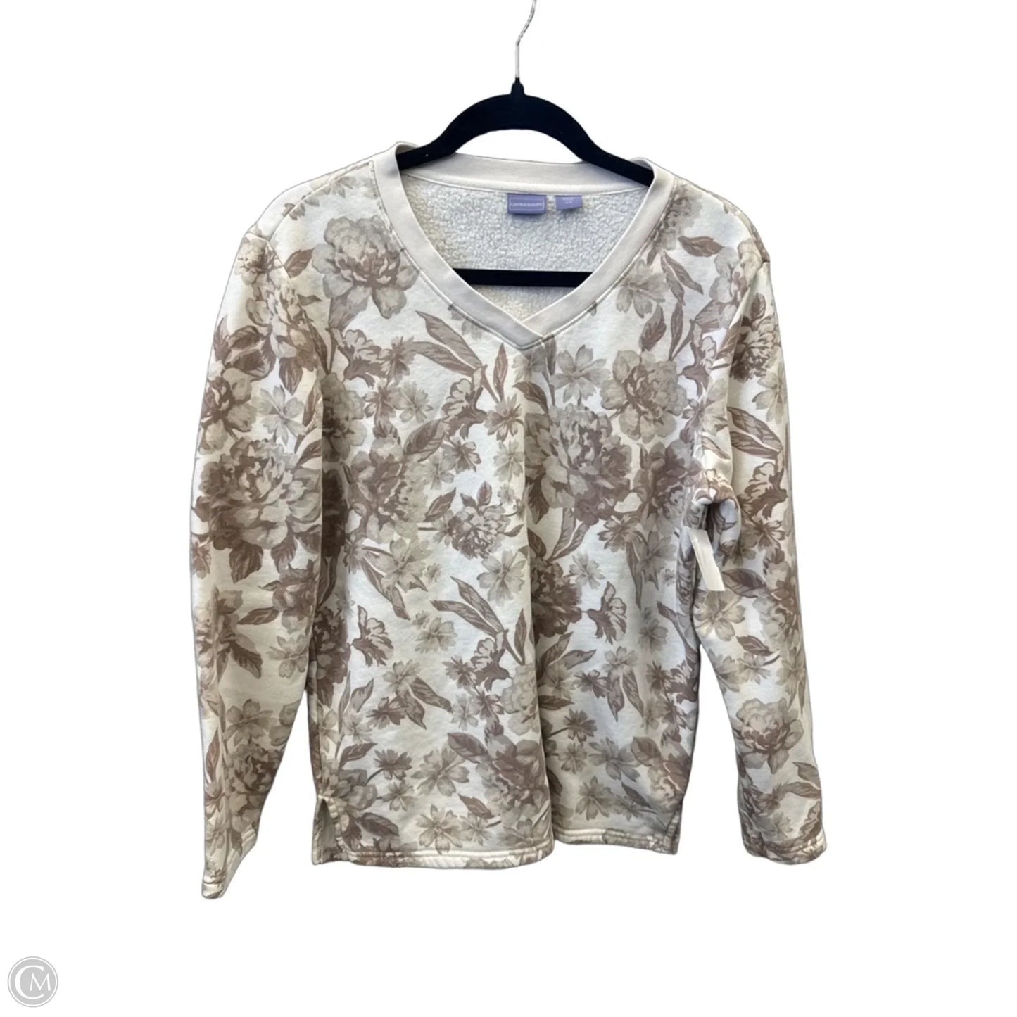 Sweatshirt Crewneck By Laura Scott In Tan, Size: M