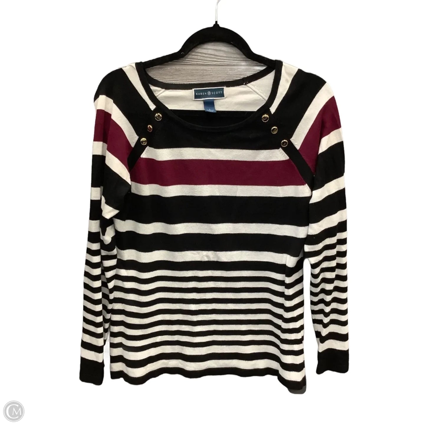 Top Long Sleeve By Karen Scott In Striped Pattern, Size: L