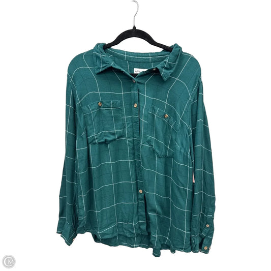 Top Long Sleeve By Ava & Viv In Green, Size: 1x