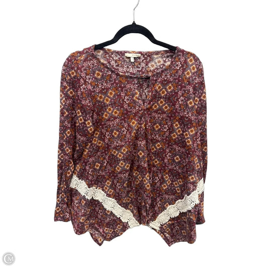 Top Long Sleeve By Tru Self In Floral Print, Size: 1x