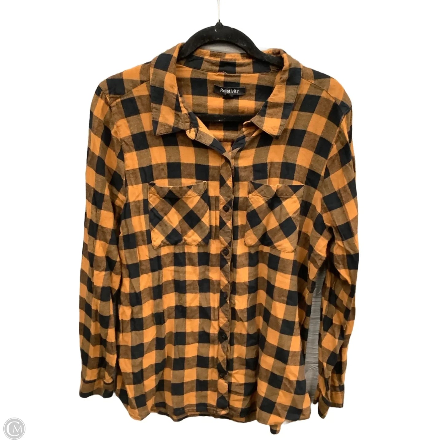 Top Long Sleeve By Relativity In Yellow, Size: Xl