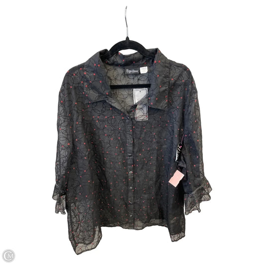Top 3/4 Sleeve By Maggie Barnes In Black, Size: 3x